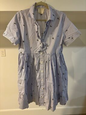 kate spade Abuzz poplin Blue and White Striped Dress with Bee Motif